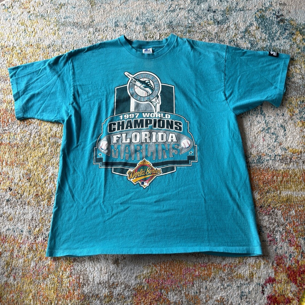 1997 Vintage Florida Marlins World Series Championship Starter T-Shirt  XL
